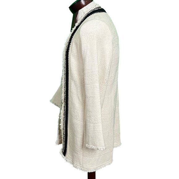 Chicos Open Front Blazer Jacket Cardigan Wool Blend Ethnic Office Career 0 / 4-6 - Picture 2 of 6